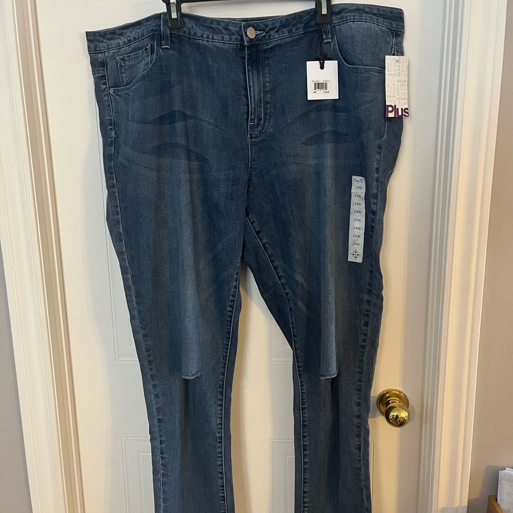 # 85- Nanette Lepore Blue Skinny Jeans Modern Distressed